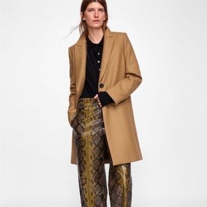 Zara camel tailored menswear coat